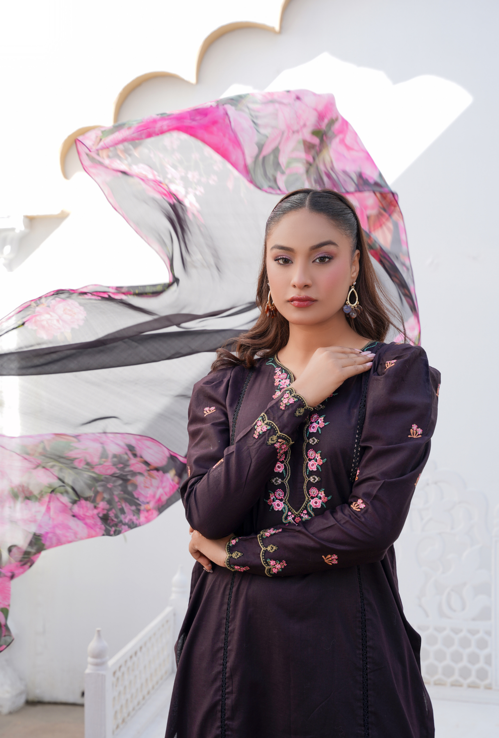 BLACK BERRY - Embroidered Lawn 3PC - stitched