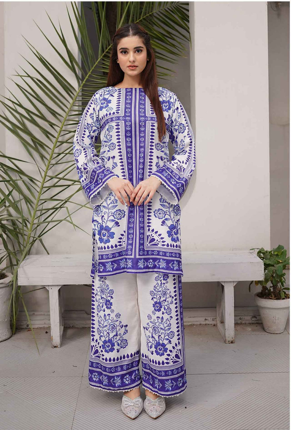 Cyan Blue - Cord Urban Prints - Unstitched