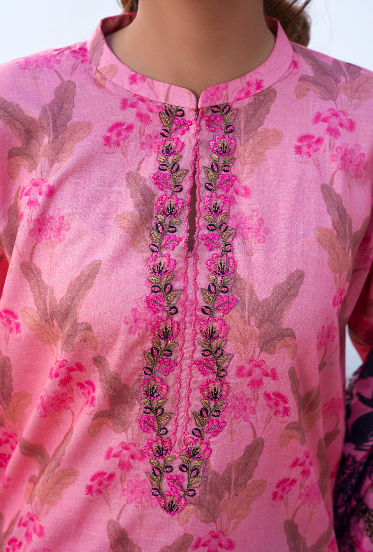 FLORAL PINK - Embroidered Lawn 3PC - stitched