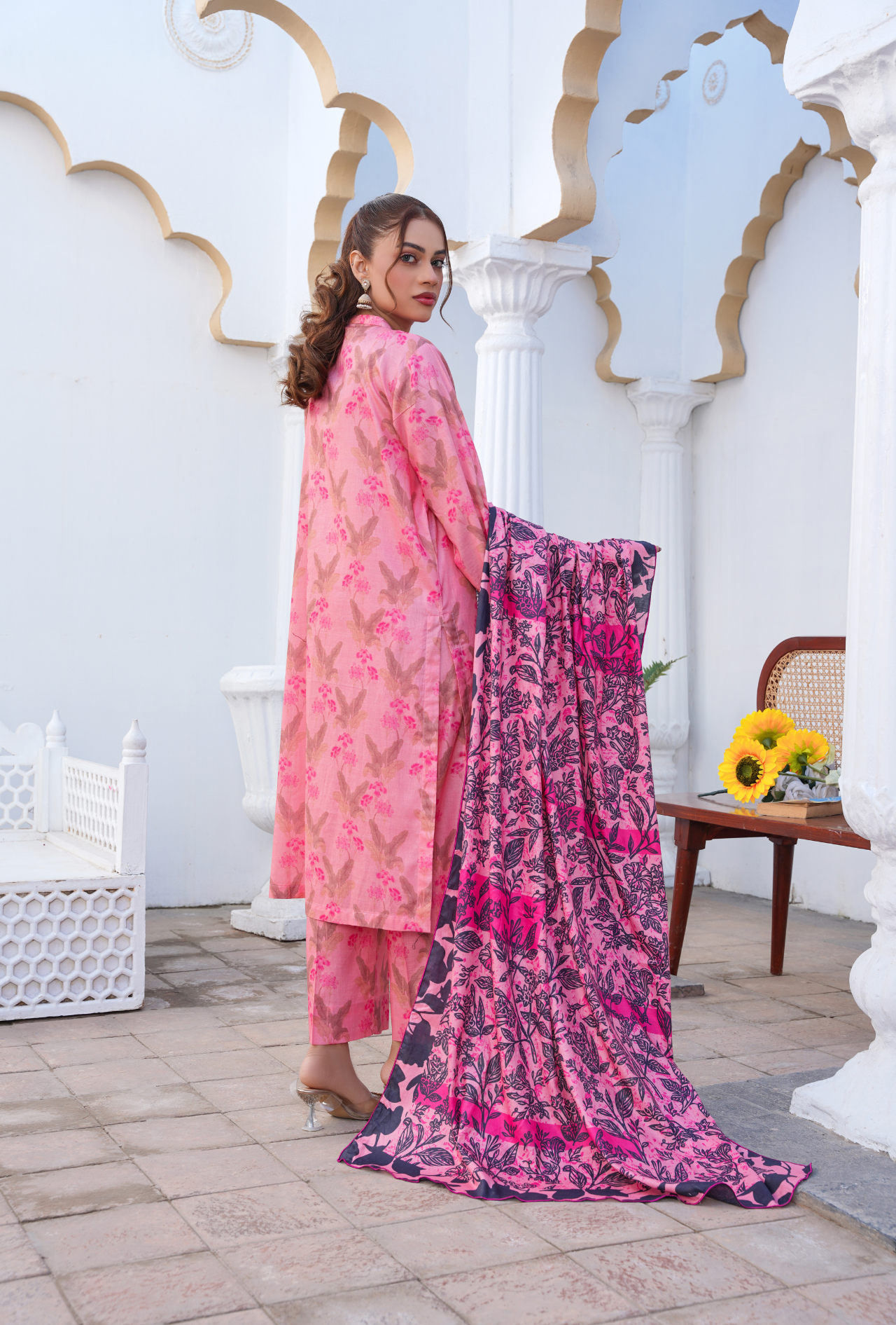 FLORAL PINK - Embroidered Lawn 3PC - stitched