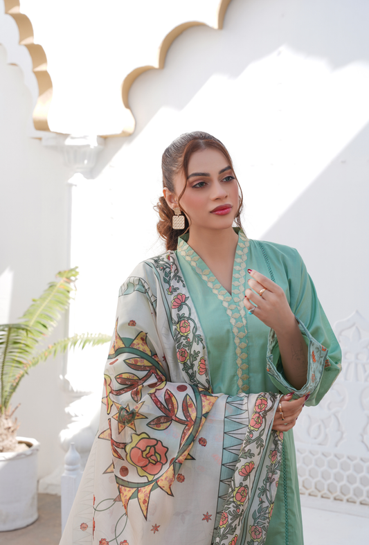 PISTA PERFECTION - Embroidered Lawn 3PC - Unstitched