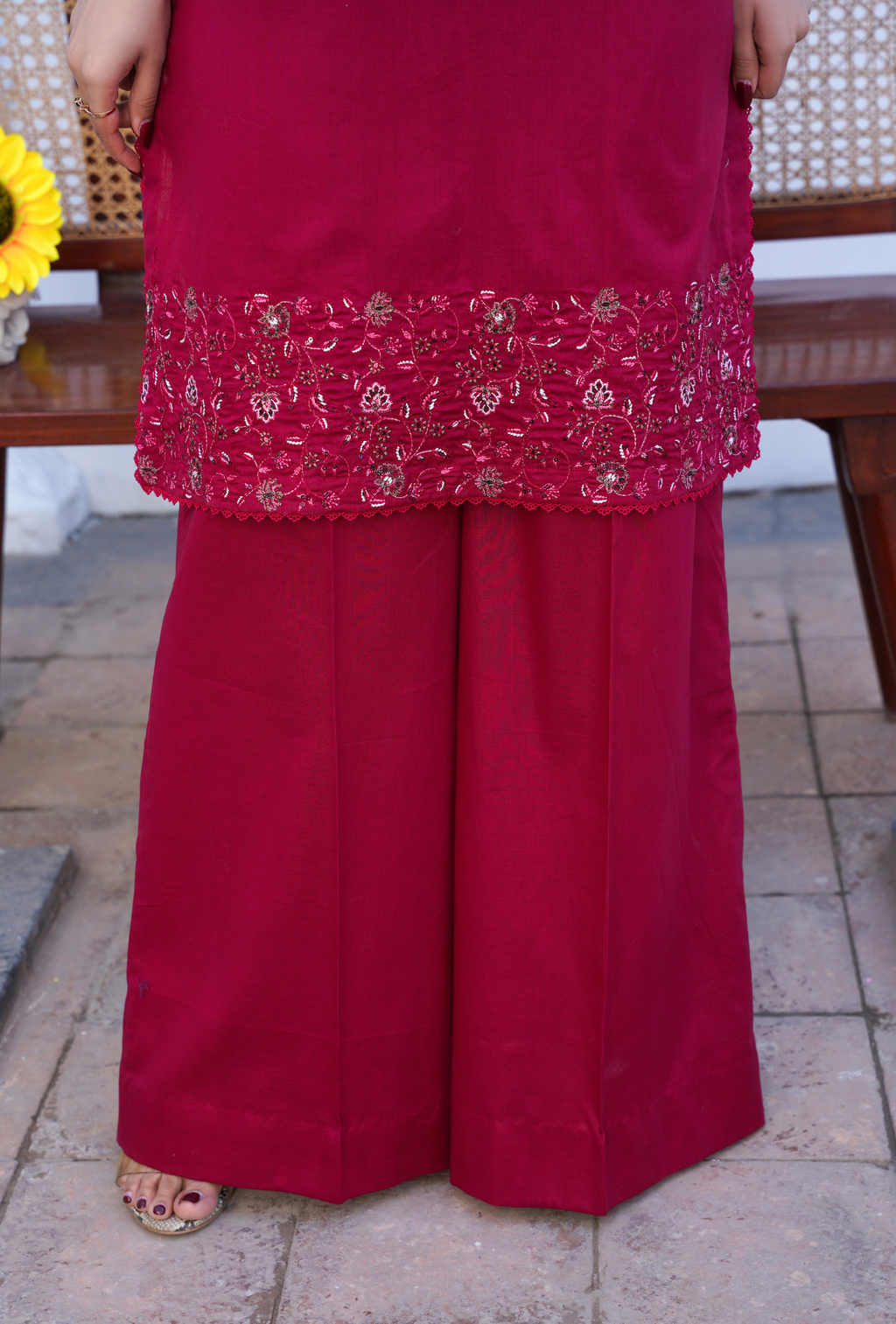 MAROON MAGIC - Embroidered Lawn 3PC - stitched
