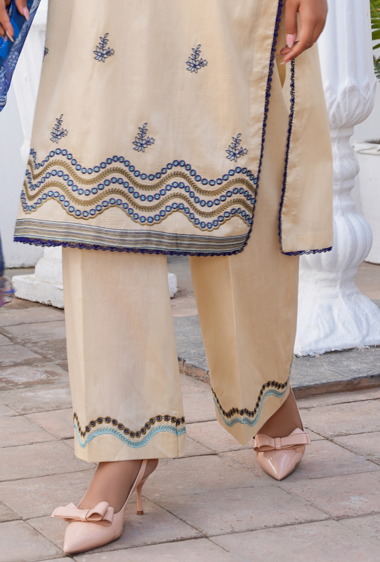 BEAUTY OF BEIGE  - Embroidered Lawn 3PC - Unstitched