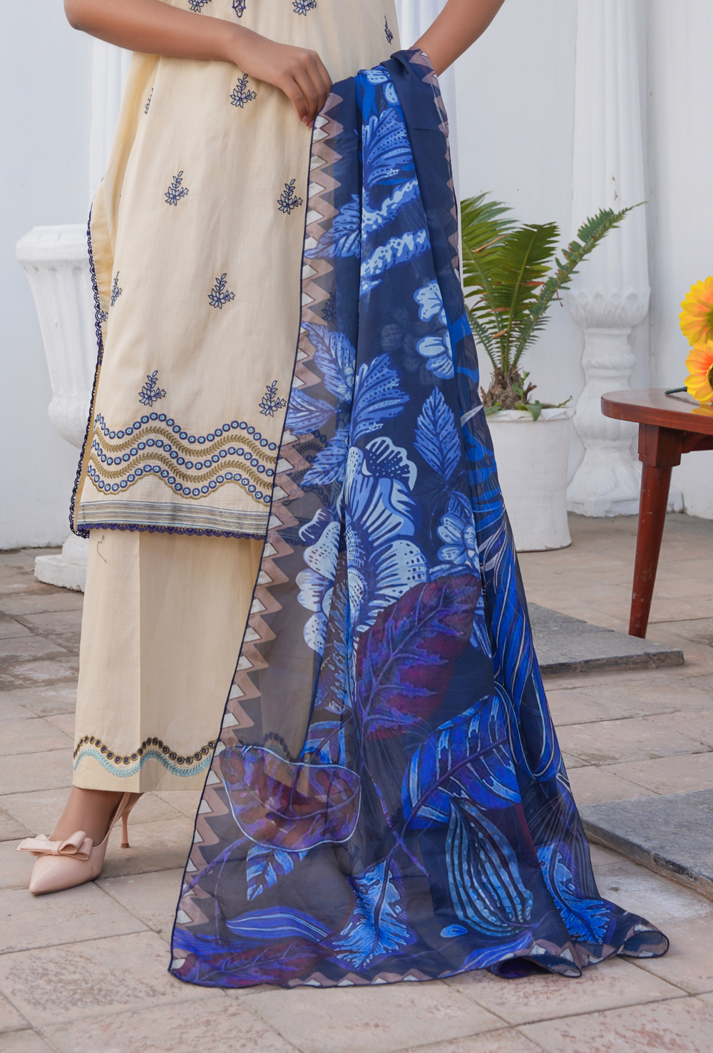BEAUTY OF BEIGE  - Embroidered Lawn 3PC - Unstitched