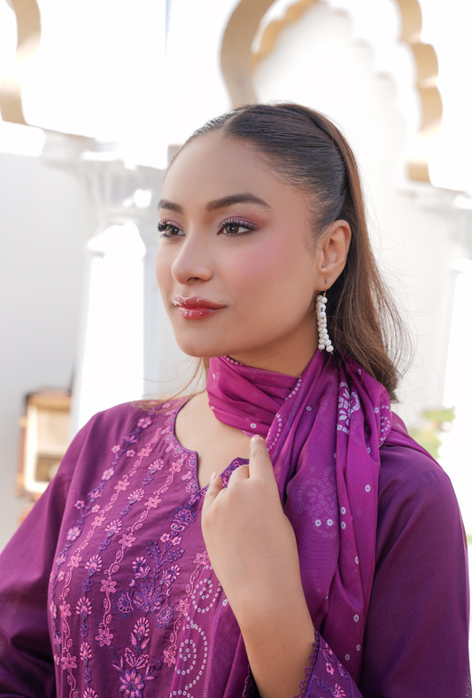 PURPLISH - Embroidered Lawn 3PC - Unstitched