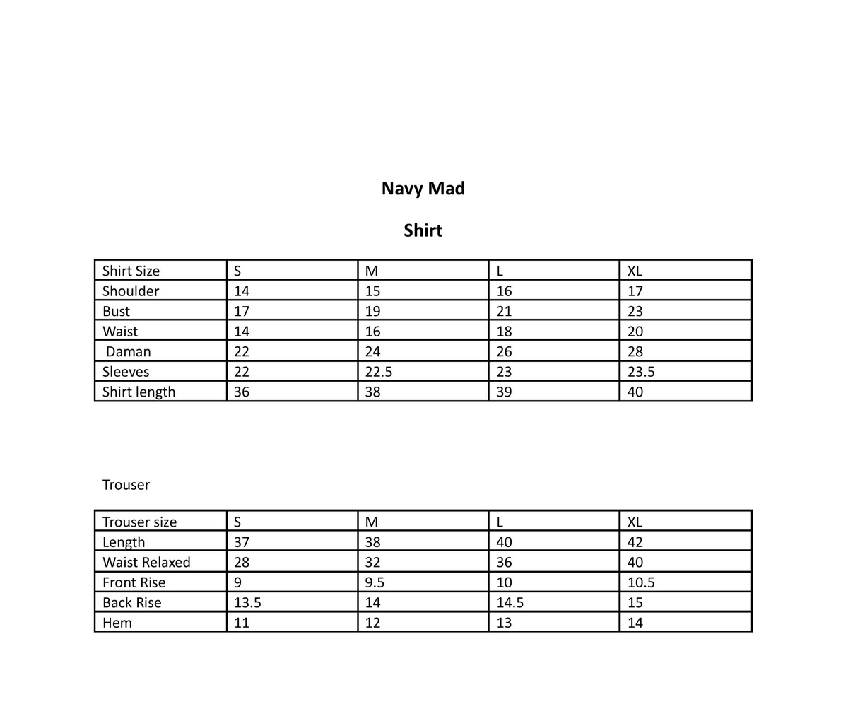 SIZE GUIDE