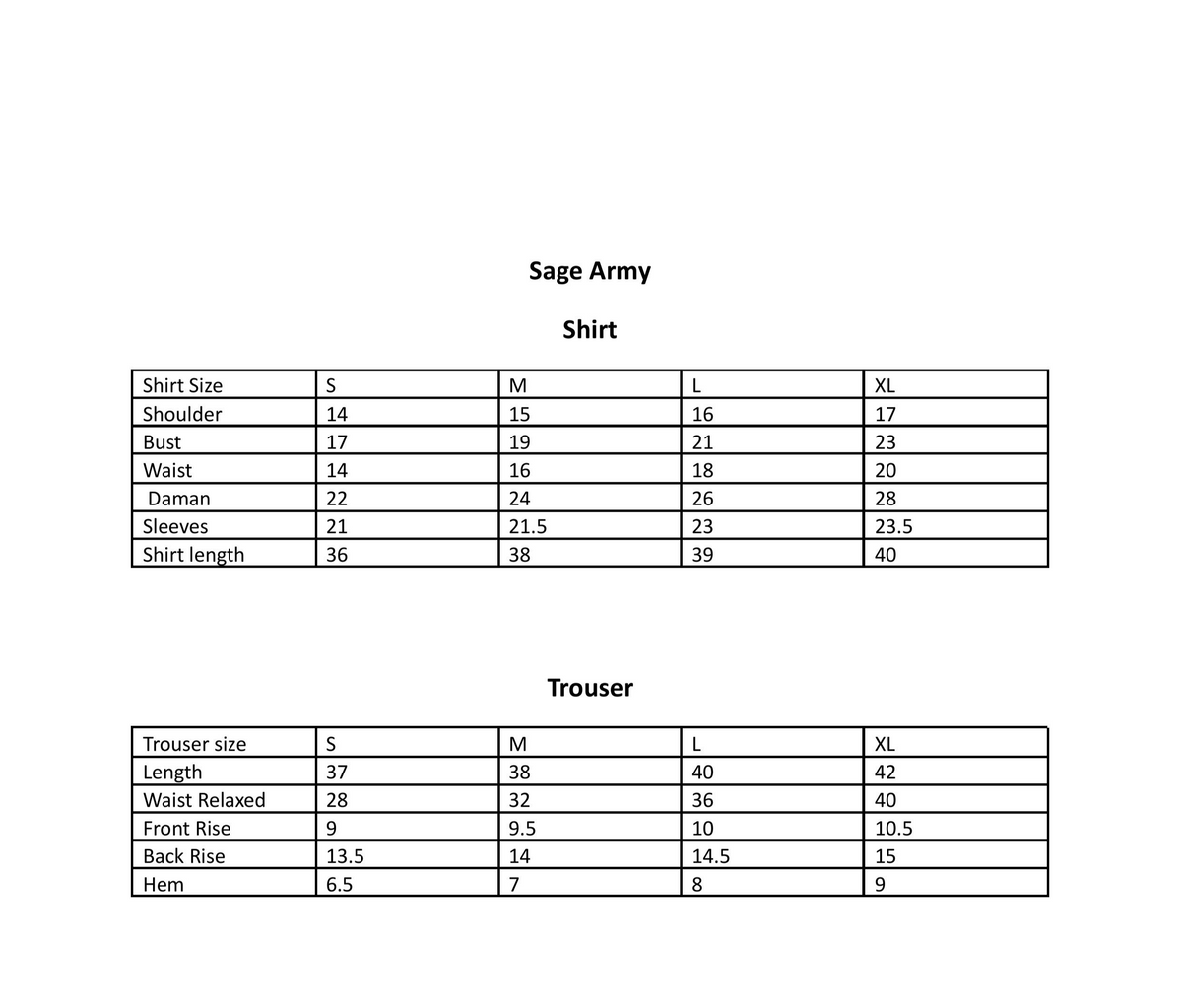 SIZE GUIDE