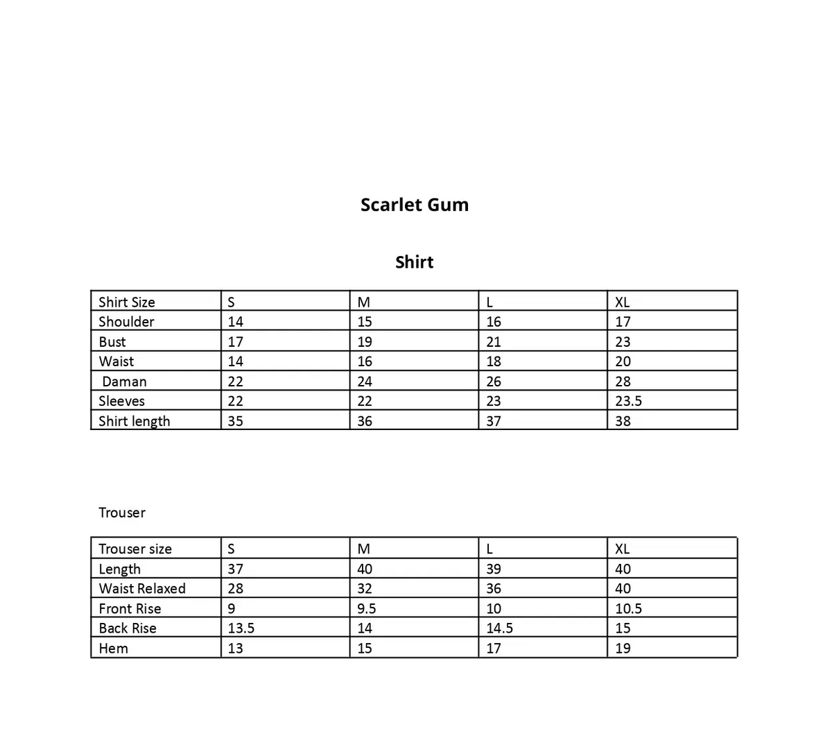 SIZE GUIDE