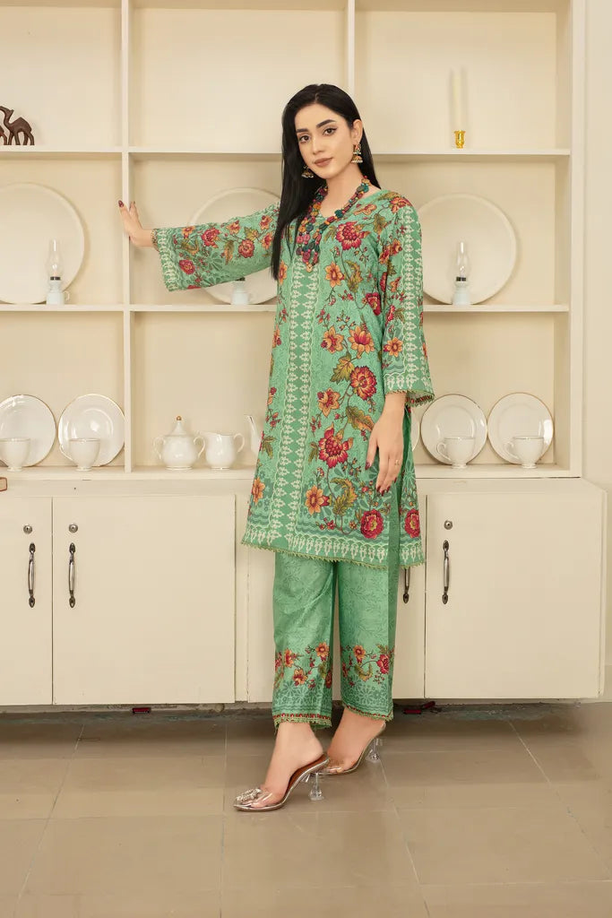 Pista Green - Cord Urban Prints - Unstitched