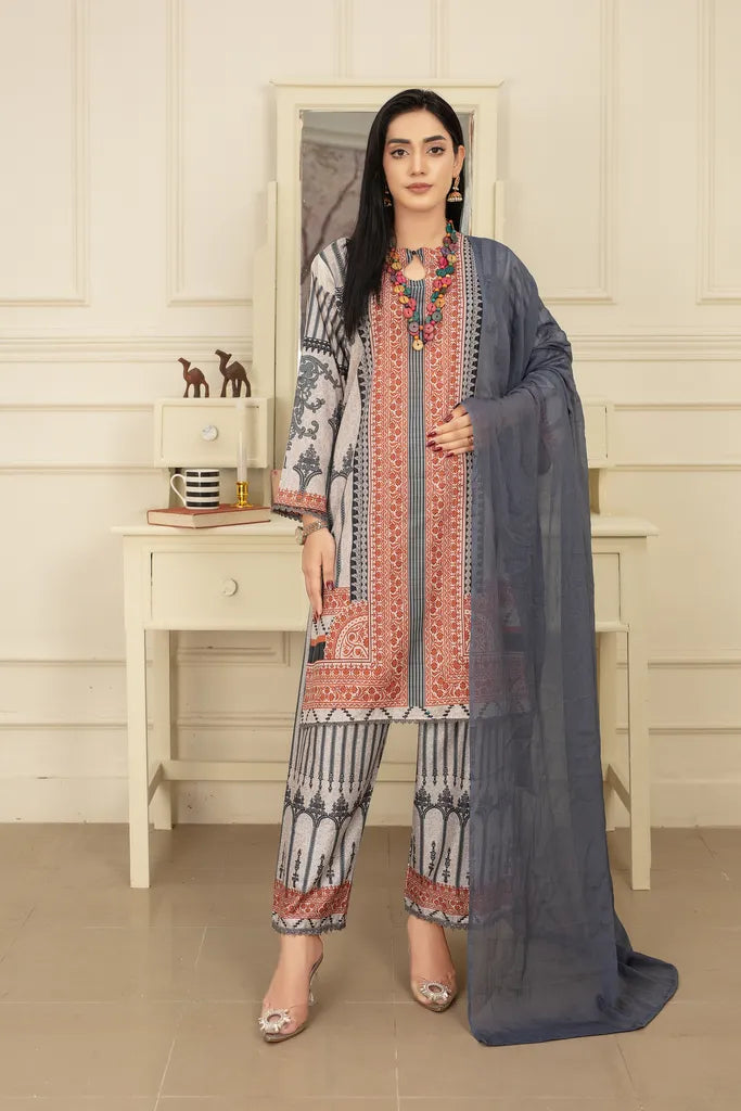 Grey Elegance - Cord Urban Prints - Unstitched
