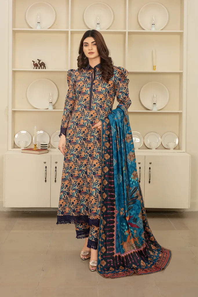 Skin Chic - 3 PC - Printed Cotton Lawn Suit - Unstitched