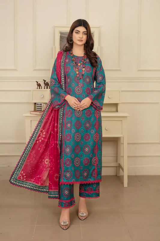 Zinc Shine - 3 PC - Printed Cotton Lawn Suit - Stitched