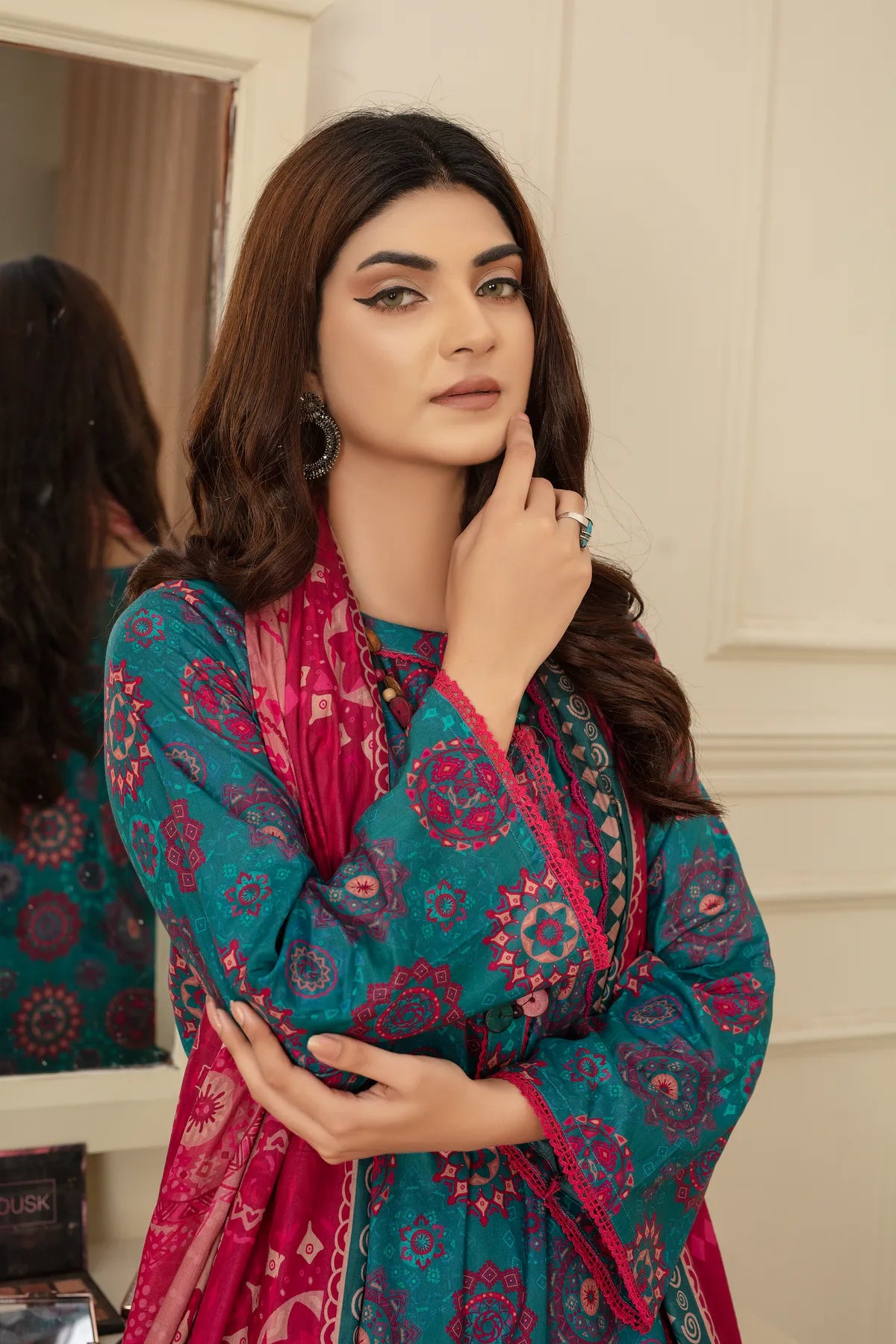 Zinc Shine - 3 PC - Printed Cotton Lawn Suit - Unstitched