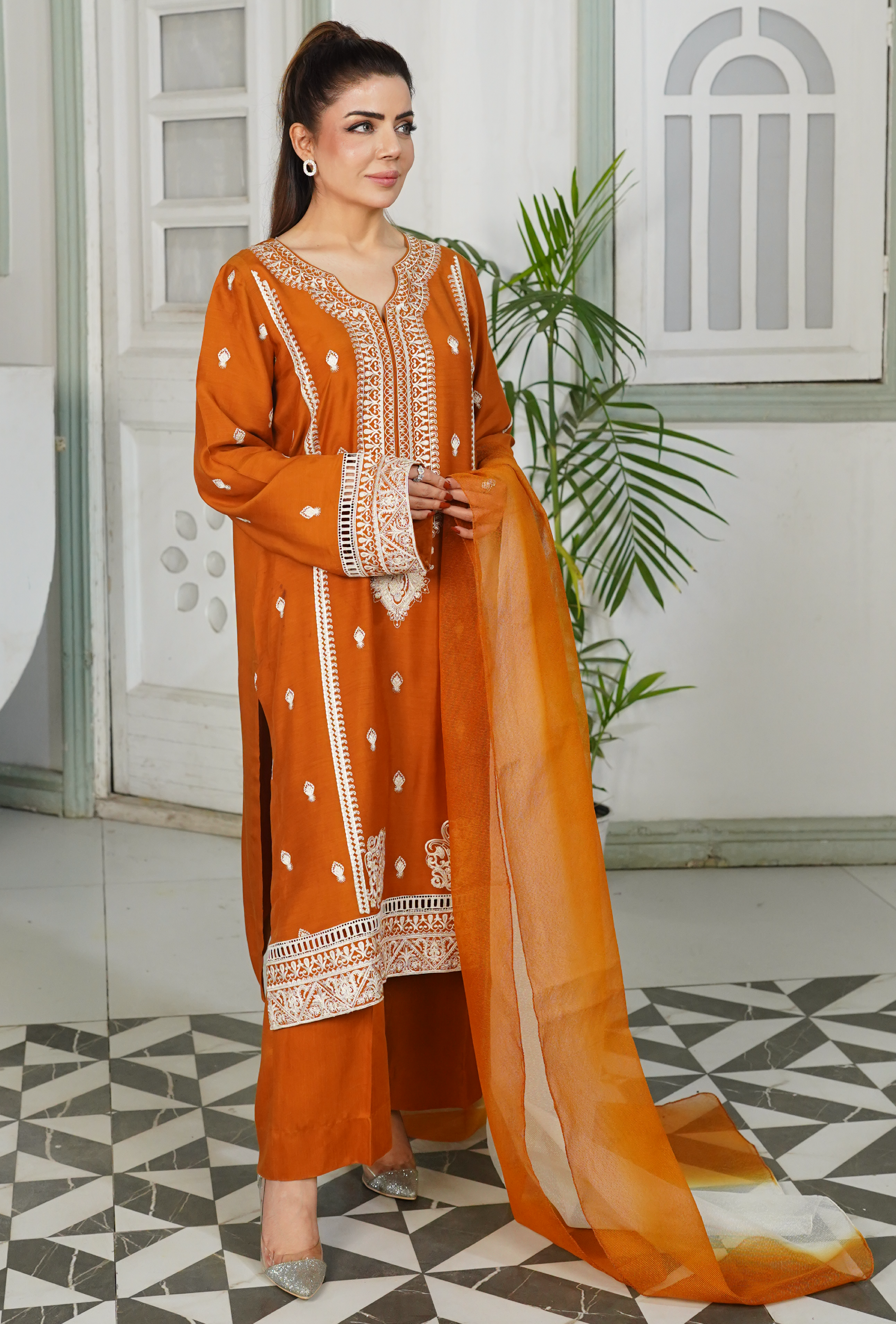 Zard Noor - Embroidered Suit - stitched