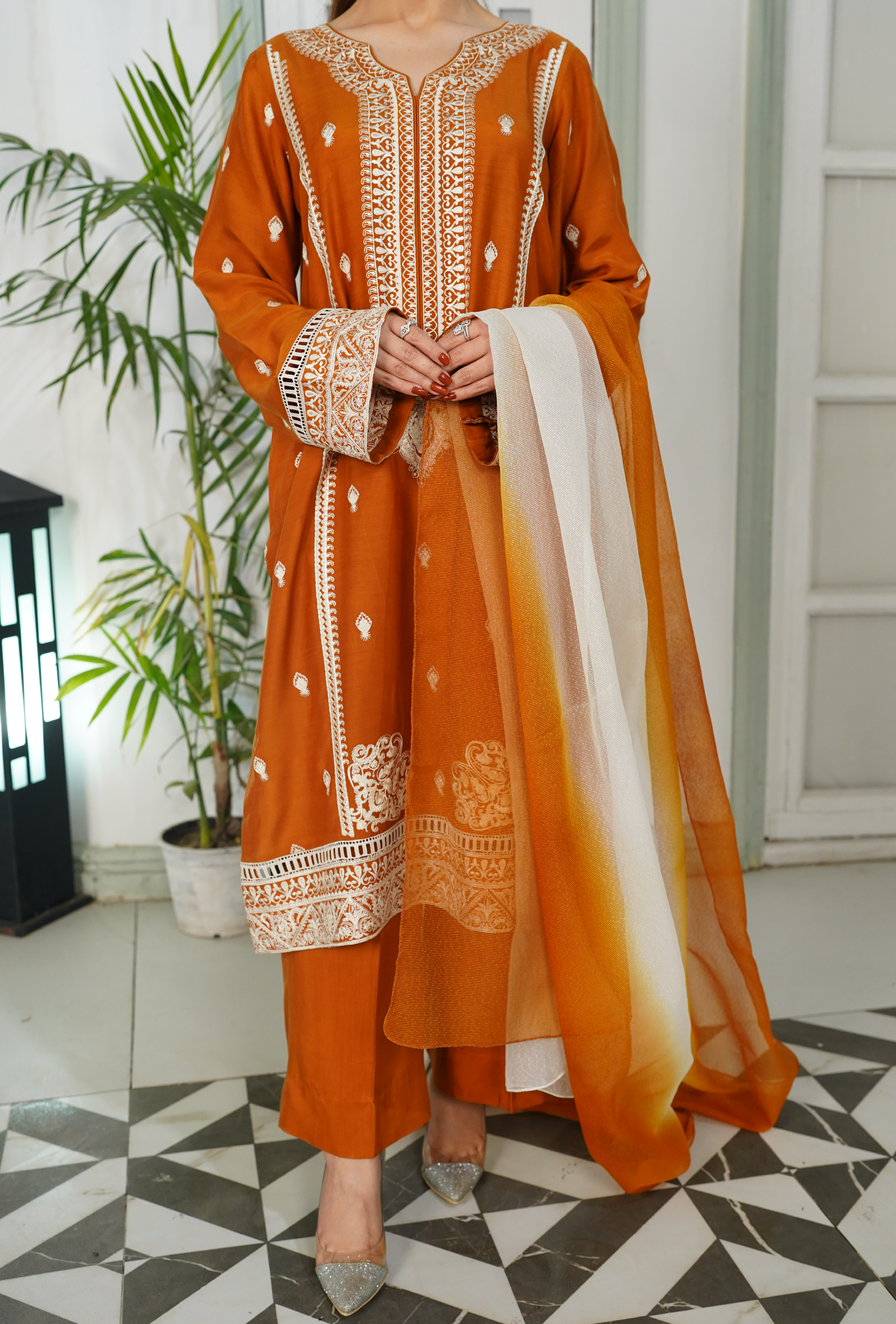 Zard Noor - Embroidered Suit - stitched