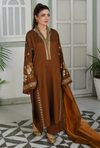 Dilkash Brown - Embroidered Suit - Unstitched