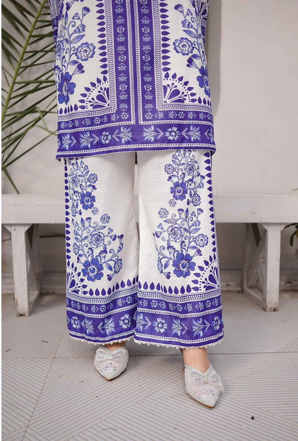 Cyan Blue - Cord Urban Prints - stitched