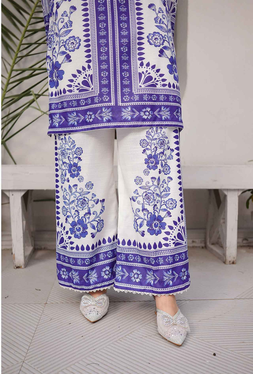 Cyan Blue - Cord Urban Prints - stitched