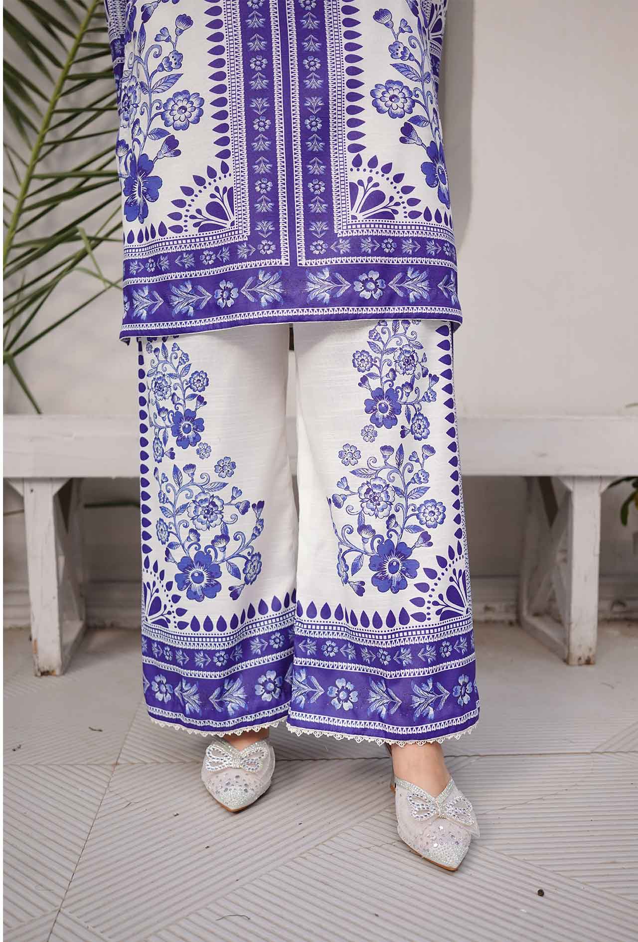 Cyan Blue - Cord Urban Prints - stitched
