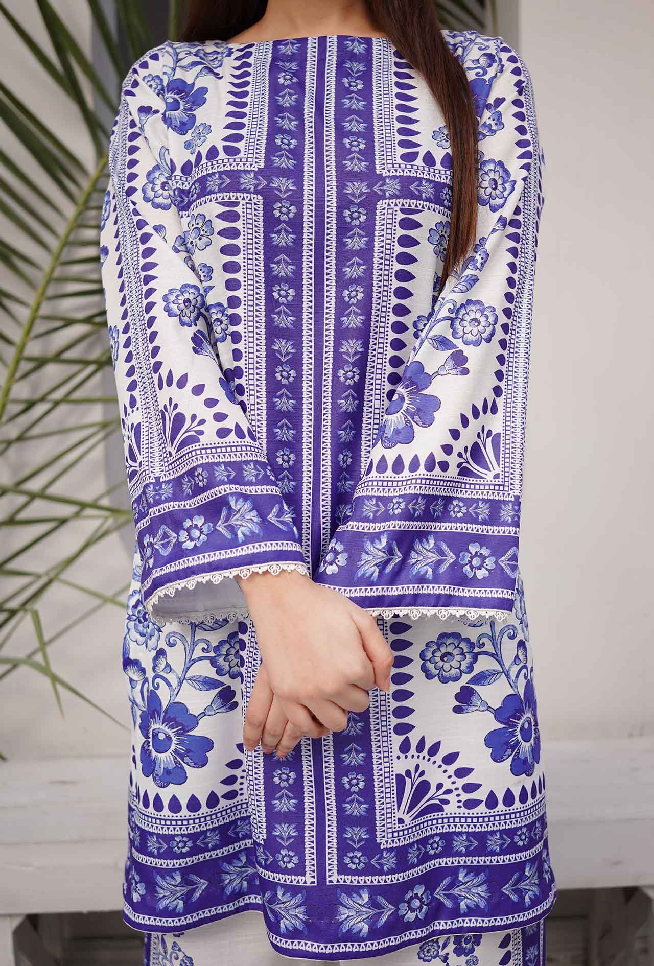 Cyan Blue - Cord Urban Prints - stitched