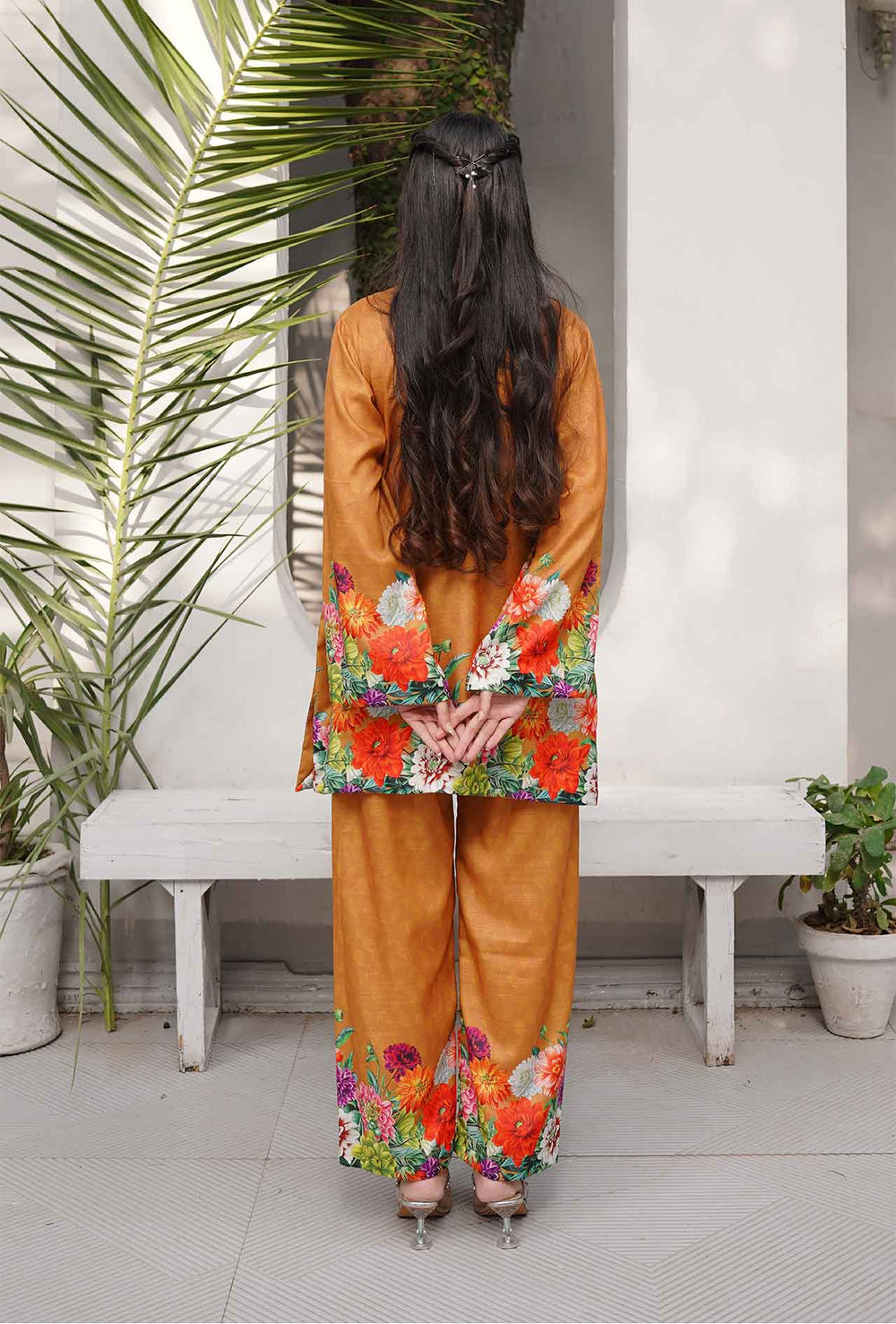 Mustard Flora - Cord Urban Prints - stitched