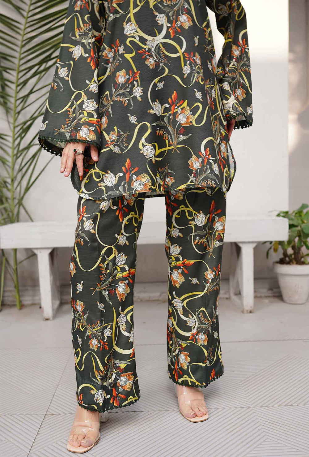 Olive Drab - Cord Urban Prints - stitched