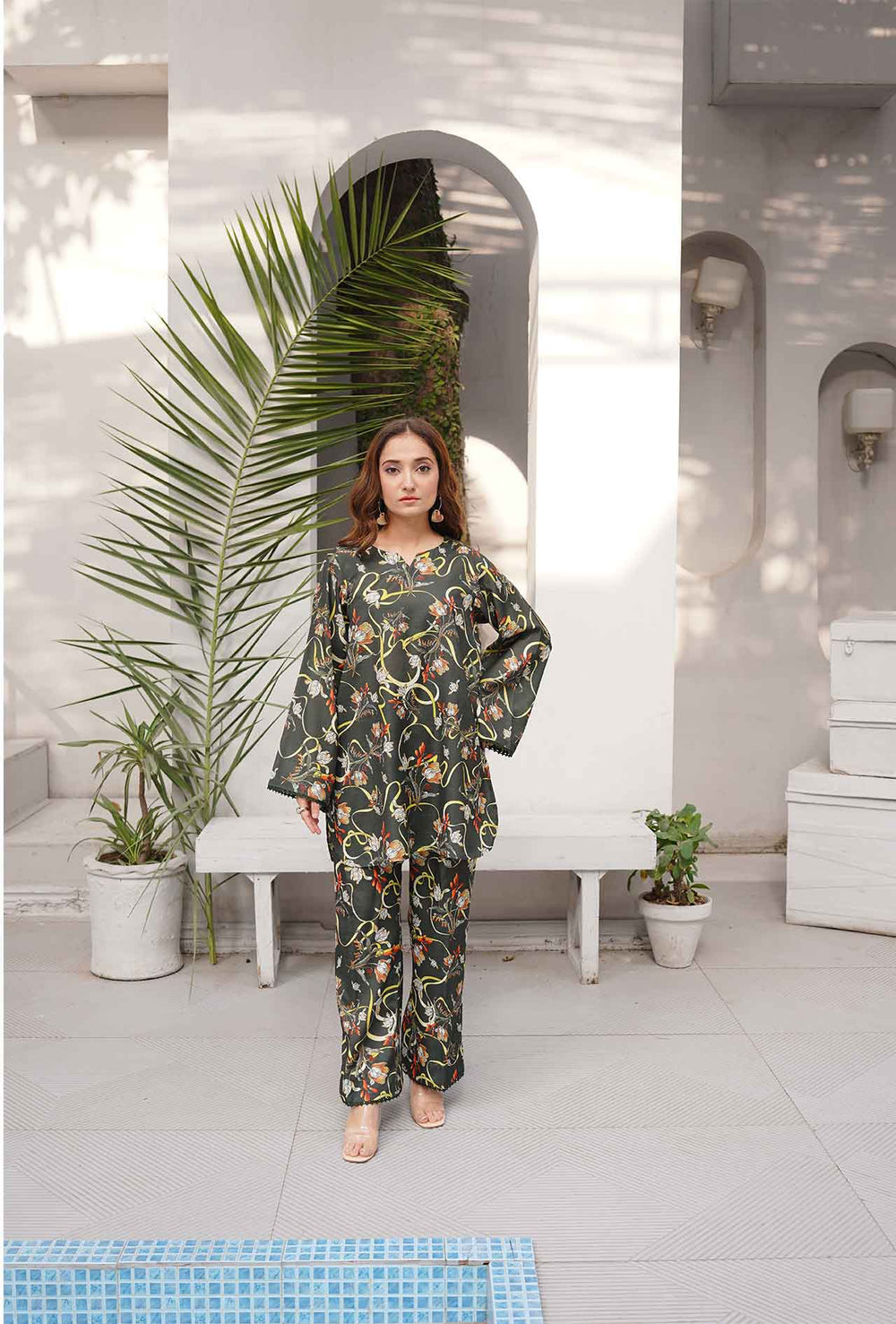 Olive Drab - Cord Urban Prints - stitched
