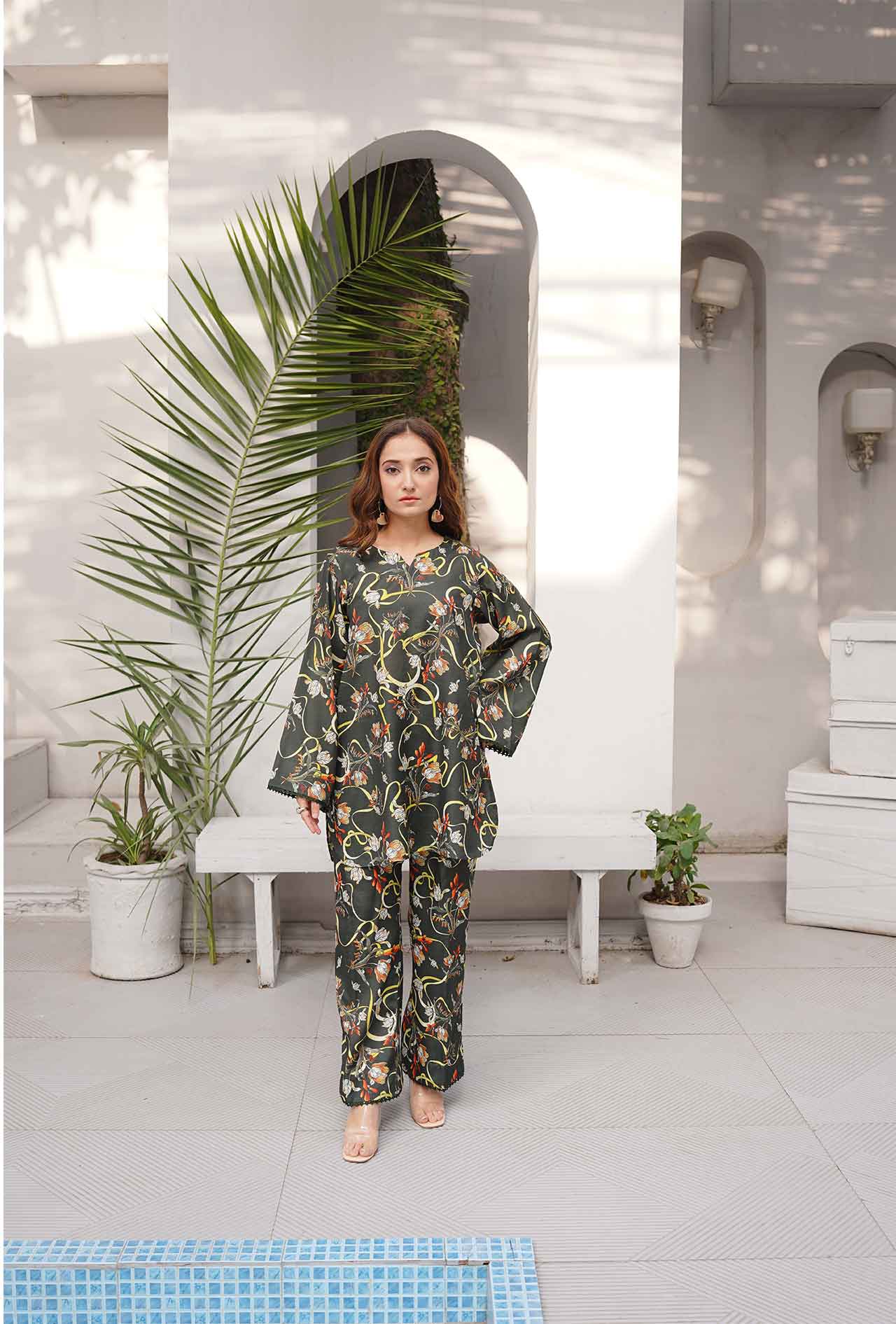 Olive Drab - Cord Urban Prints - stitched