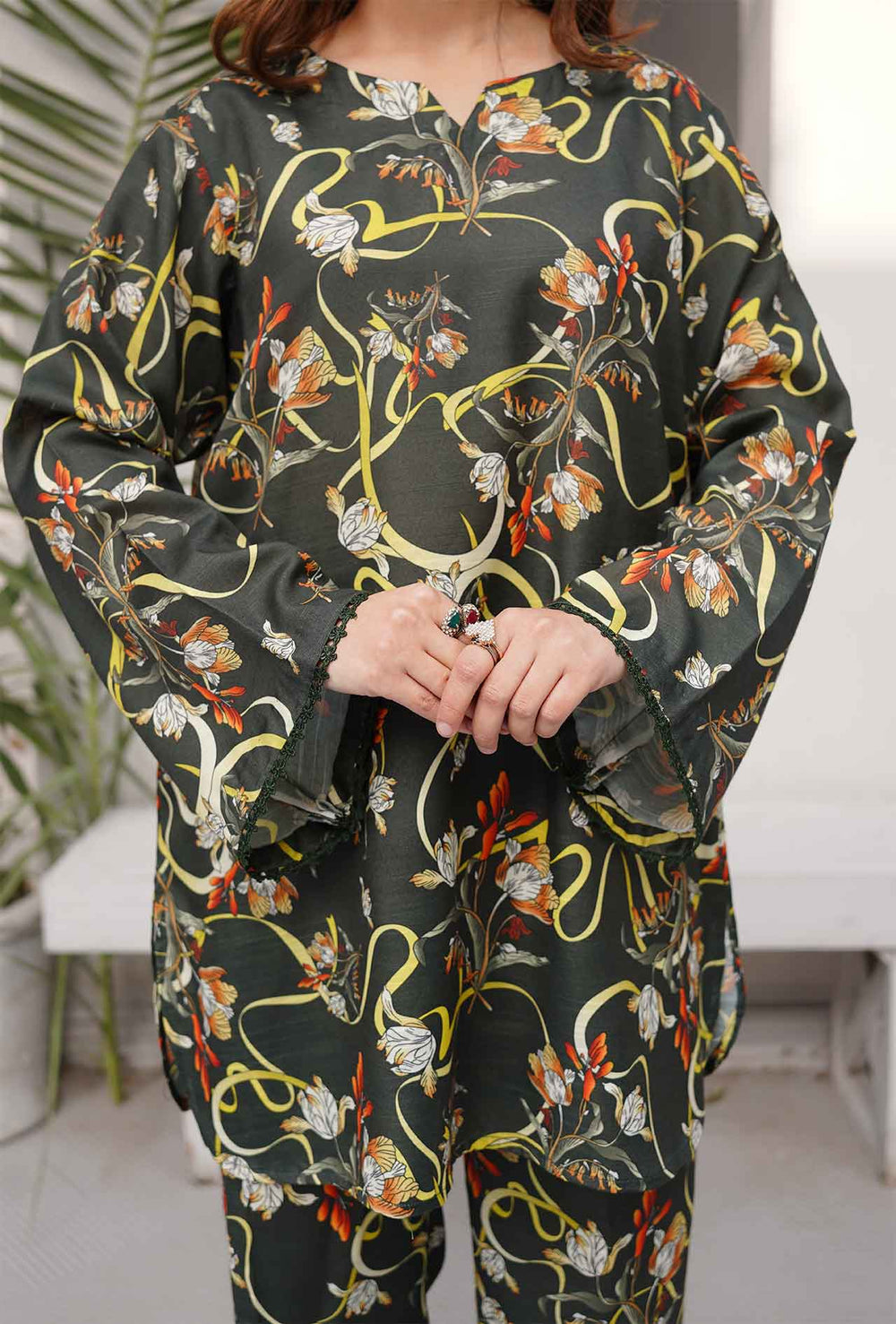 Olive Drab - Cord Urban Prints - stitched