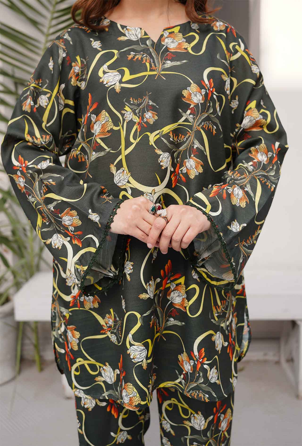 Olive Drab - Cord Urban Prints - stitched